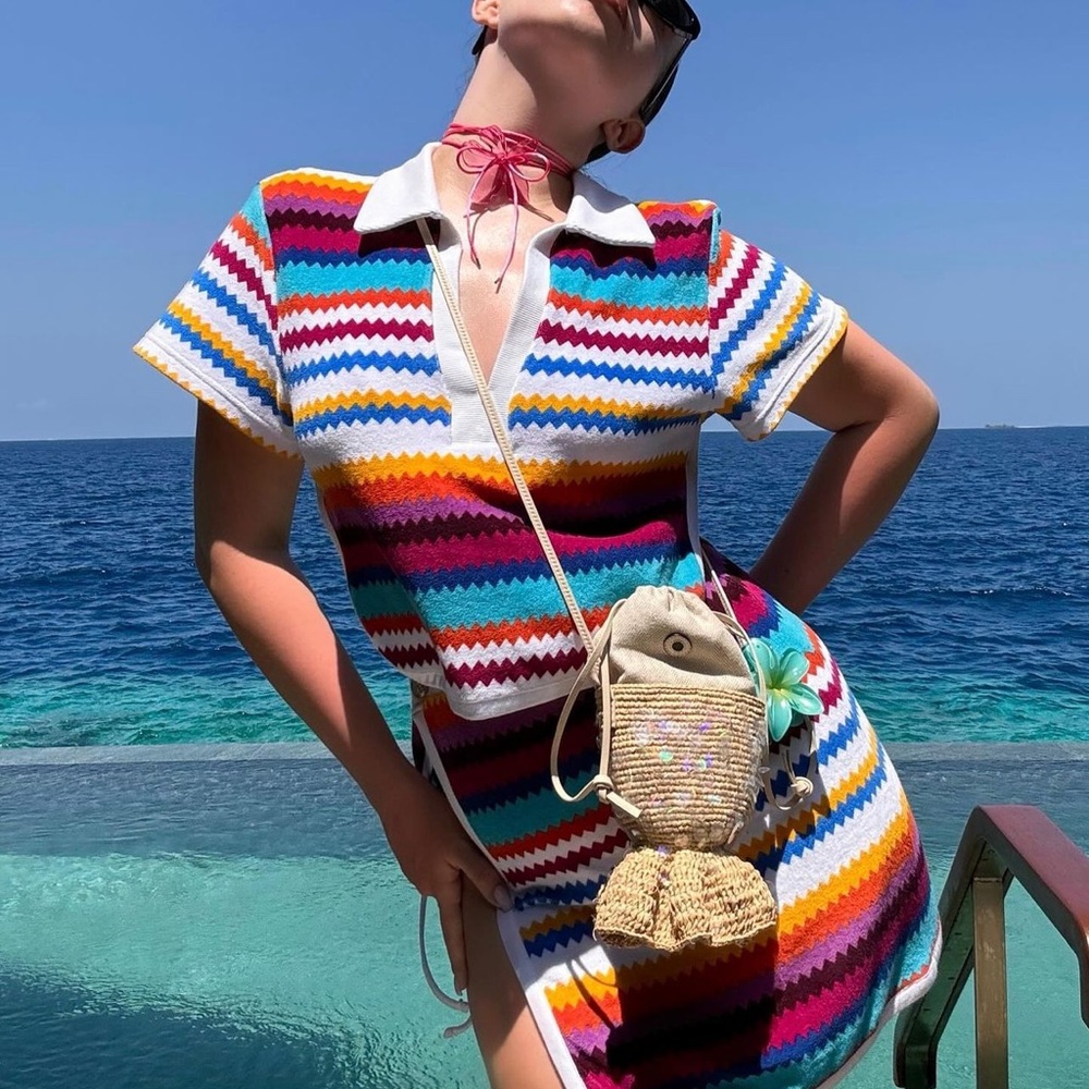Missoni zig zag terry cropped polo shirt NWT